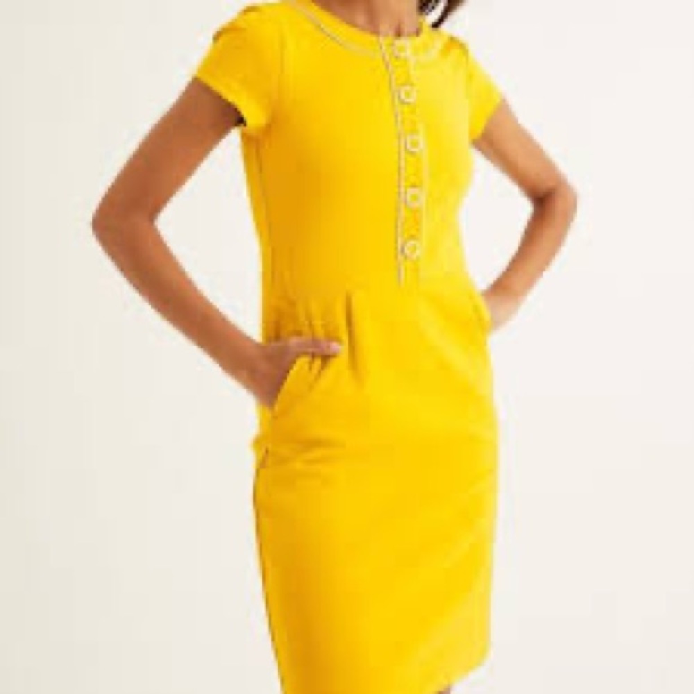 Boden Gracie Ponte Dress, size size 4 R. Yellow